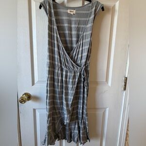 Pact Grey/white Wrap Dress 100% Cotton